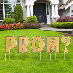 Novabright 5 Pcs Prom Yard Signs Waterproof Prom Proposal Ideas Lawn Signs High School College Graduation Photo Backdrop Outdoor Decorations for Graduation Party Celebrations Supplies