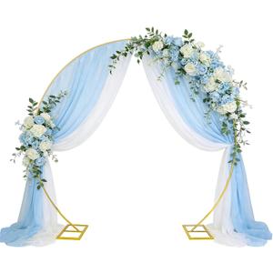 Metal Balloon Arch, Round Arch Backdrop Stand 8 FT(2.5M) Large Golden Circle Arch Frame with Base for Birthday, Wedding, Party, and Baby Shower Photo Background Decorations (Gold)