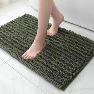 FLOLEOPA Soft Plush Microfiber Bathroom Rugs, Absorbent Bath Rugs Non Skid Machine Wash Dry Bath Mats for Tub,Shower and Bath Room Floor Mats(Loden,24x39 inches)