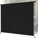 8'W x 8'H Black Patio Shades Roll up Outdoor Roller Shade Crank Wand Blind Cordless, 90% UV Blocking & Privacy Protection for Porch|Gazebo|Pergola|Backyard (2 Splicing Tube, 1 Fabric)