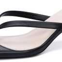 Kitten Flip Flop Thong Low Heels for Women Square Open Toe Slip On Heeled Sandals (6, Black)