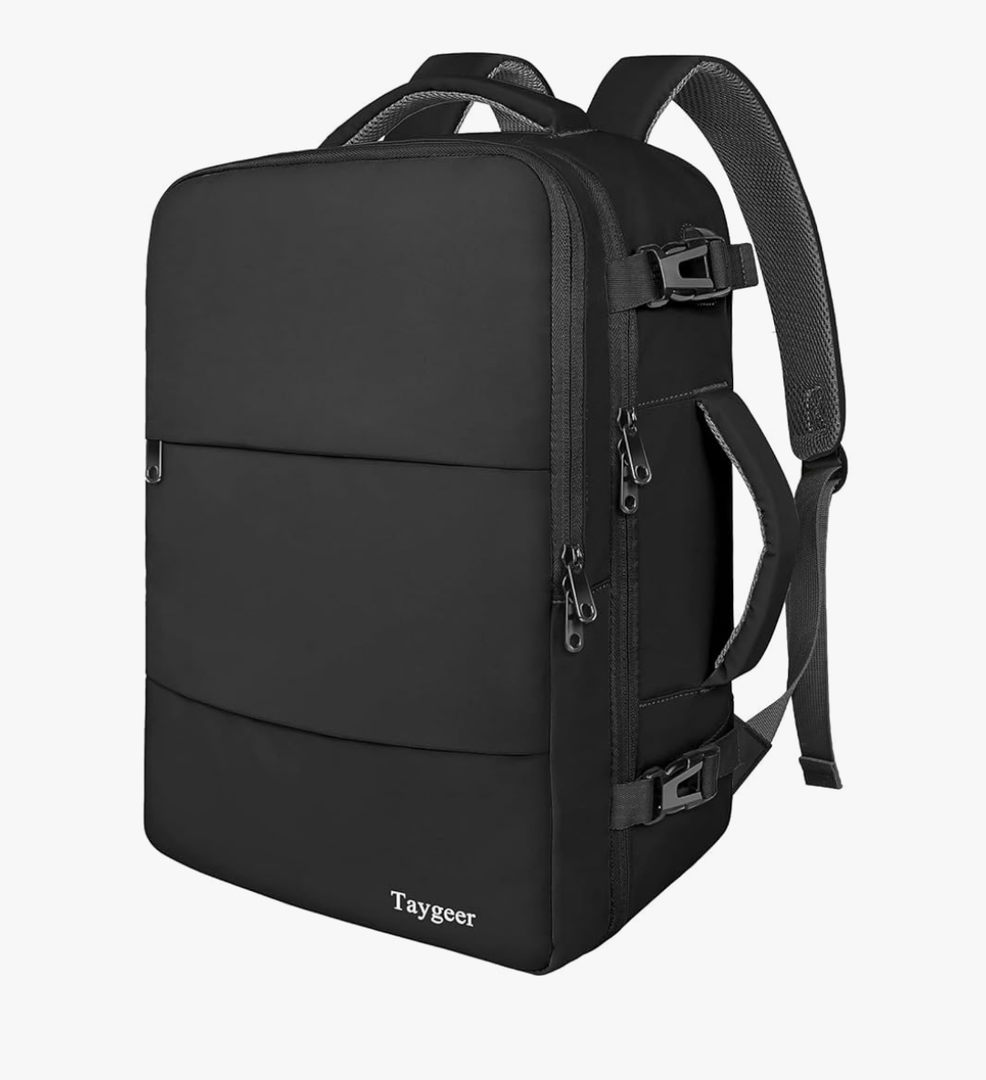 Taygeer Travel Laptop Backpack for Men Women, Airplane Approved Travel Backpack Suitcase with Usb Charging Port, Lightweight College 35l Luggage Bag 15.6inch Laptop Mochila Gifts for Business,Black