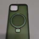 Magnetic for iPhone 13 Case with Ring Stand, [10 FT Drop Protection] [Velvety Touch] Slim Translucent Matte Back Shockproof Phone Case for iPhone 13 6.1'', Midnight Green