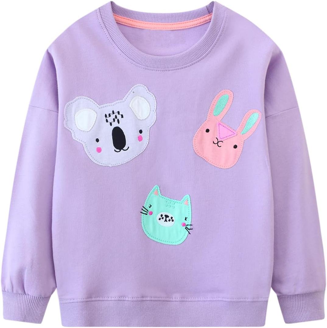 Toddler Girl Cotton Long Sleeve Sweatshirt Christmas Clothing 2-9Y (Purple) Toddler Girl Cotton Long Sleeve Sweatshirt Christmas Clothing 2-9Y (Purple)