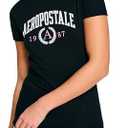 AEROPOSTALE Women's Aero Ss Graphic Tee-Collegiate, Dark Black, M