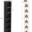6 Cube Black Book Shelf, Tall Bookcase for Bedroom Home Office Living Room