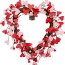 15 Inch Valentine's Day Wreath for Front Door Red Pink Heart Wreaths with Berries Valentine's Day Decorations Valentine's Day Gift for Anniversary Wedding Party Wall Home Indoor Decor