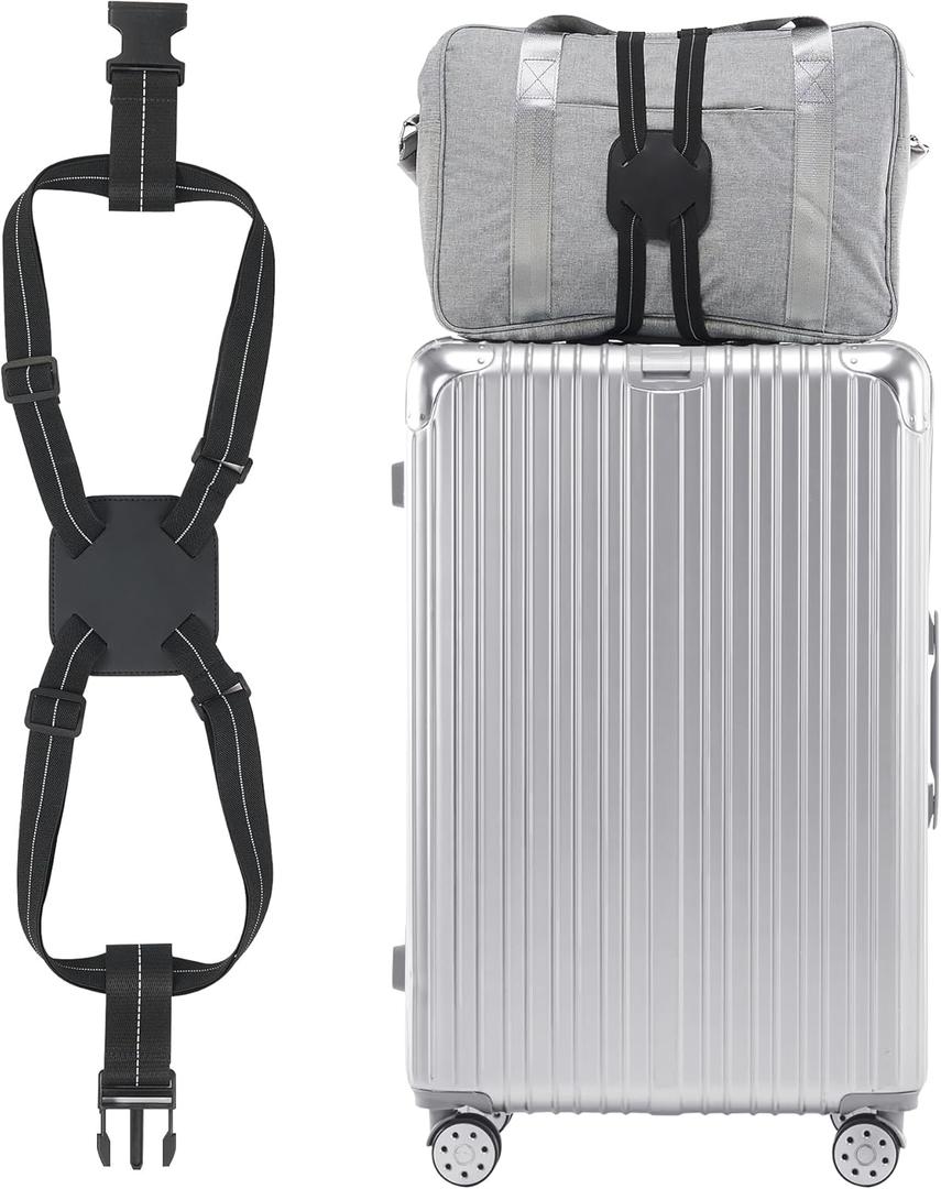 Travelkin Luggage Straps for Suitcases, Luggage Bungee Straps for Attaching Bags, Travel Essentials for Suitcases Add a Bag (Black)