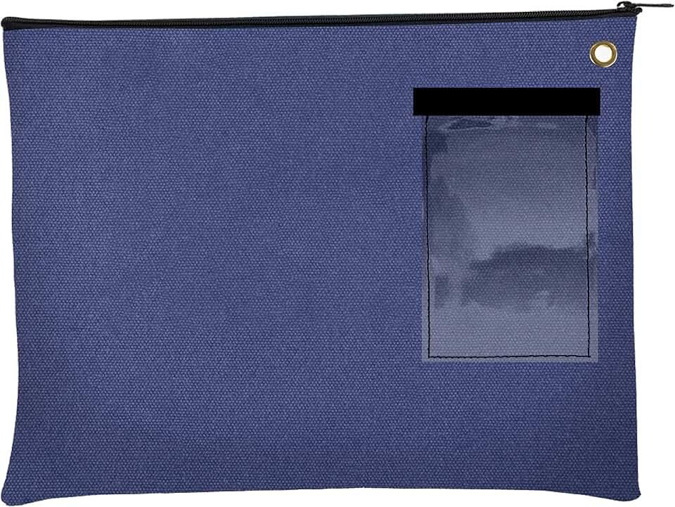 BankSupplies Canvas Interoffice Mailer 14 oz 14W x 11H Royal Blue Zipper Closure with Grommet