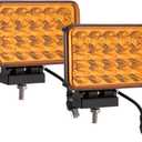 Lightronic 4x6 inch Rectangular Off-Road LED Fog Light for Jeep, Truck & Tractor, 3000K Amber, Flood & Spot Combo Beam, Plug & Use H4 Connector, IP68 Waterproof/Dustproof, 12V/24V, 2-Pack