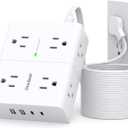 Surge Protector Power Strip 20 ft Cord, Flat Plug Extension Cord with 8 Outlets 4 USB Ports(2 USB C), 3 Side Wall Mount Outlet Extender, Long Extension Cord for Home Office Dorm Room Essentials