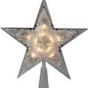 10.5" Lighted Silver Star Christmas Tree Topper - Clear Lights