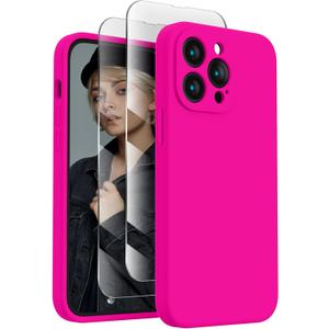 FireNova Designed for iPhone 14 Pro Max Case, Silicone Upgraded [Camera Protection] Case, Soft Anti-Scratch Microfiber Lining Inside, 6.7 inch, Hot Pink