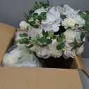 NUPTIO Large Flower Centerpieces for Tables: 17.7 inch Diameter White Artificial Flower Ball Arrangement for Wedding Party Centerpiece - 2 Pcs Fake Floral Rose for Bridal Shower Decorations