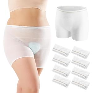 HANSILK Mesh Underwear Postpartum 8 Pack High Waist Hospital Mesh Panties Breathable,Delivery Post Surgical Recovery C-section Underwear, White, Large