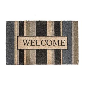 NoTrax, Welcome Gray, Vinyl-Backed Natural Coir Doormat, Entry Mat for Indoor or Outdoor Use, 18"x30", C12 (C12S1830WG)