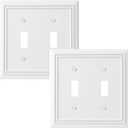 DEWENWILS White Light Switch Cover, Metal Toggle Light Switch Wall Plate, 2-Pack