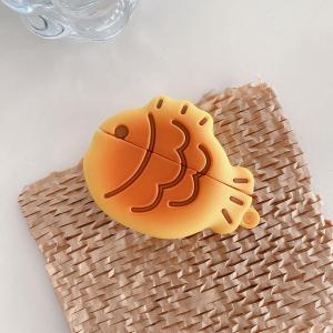 Earphone Case for AirPods Pro/Pro 2, Cute Creative Taiyaki Fish Cookie Shape Soft TPU Silicone Case, Lucky Taiyaki Food Biscuit AirPods Pro 2 Cover Protective Skin Protector