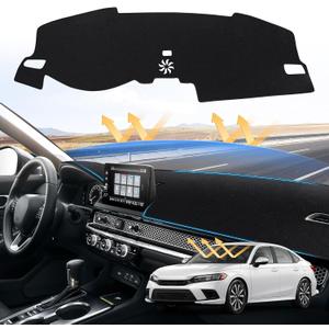 Sunsdrew Civic Dash Cover for 2022-2025 2026 Honda Civic Dashboard Cover Mat for Civic Accessories Sunshade Non-Slip Protector Anti-Glare & Beat the Heat