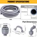1/2 inch 150 Foot Liquid-Tight Conduit and Connector Kit, Flexible Non Metallic Electrical Conduit, With 10 Straight and 10 Angle Fittings and Pipe Strap