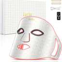 LED Light Therapy Mask - 4 Colors LED Face Mask Light Therapy with Timing Function, LED face Mask Light Therapy at Home 240 LED Beads (White+Silver)