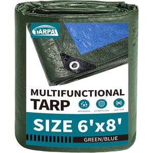 TARPAL 6x8 Feet Green Tarp Waterproof Small tarps Multipurpose Protective Cover All Purpose Poly Tarps Cover for Firewood Outdoor Furniture etc