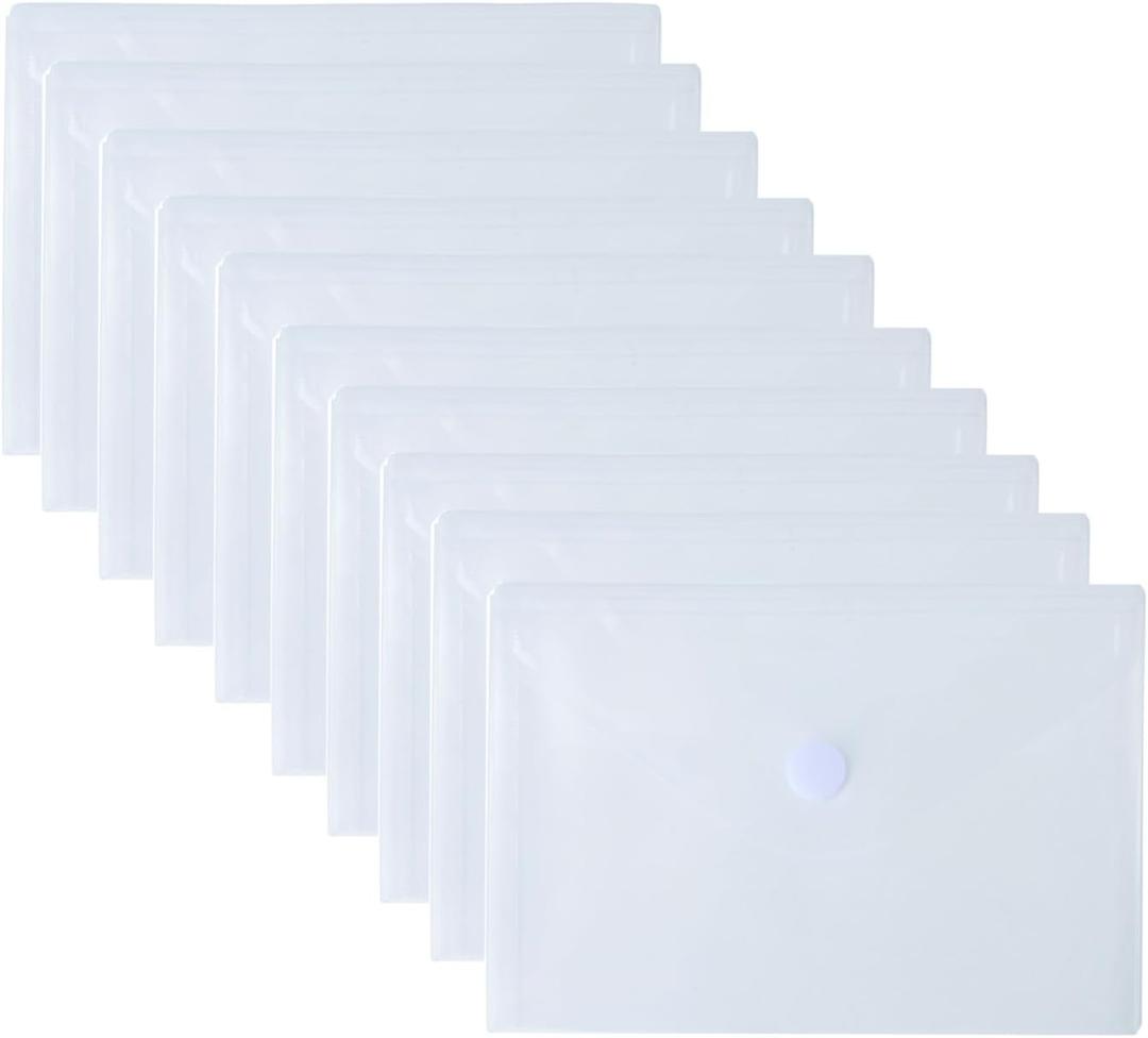 5.5 x 8.5 Clear Plastic Envelopes Cutting Dies Stencil Crafts Paper File Index Cards Holder 10 Pack Hook Loop Closure