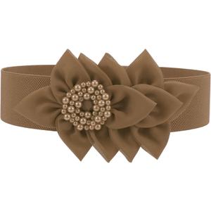 VONMELLI Women Wide Elastic Belt Stretchy Flowers Decor Belt for Women Fashion Waist Belts for Dresses