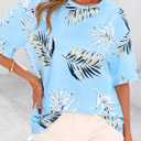 PRETTYGARDEN Summer Leopard Print Tops for Women Short Sleeve Crew Neck Floral T Shirts Casual Blouses (S)