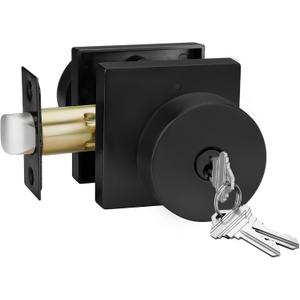 Goldenwarm Keyed Entry Door Knob with Lock - Matte Black Door Knobs for Front Door, Bedroom, Interior & Exterior Doors, Heavy Duty Zinc Alloy 1 Pack