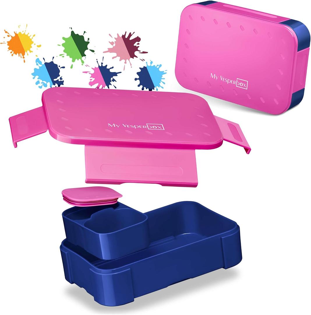My Vesperbox Lite  Mini Lite - Kids Bento Lunch Box  Extra Durable Lunchbox for Toddlers and School  Leakproof, Child-Friendly, Ideal for Daycare, Preschool & Elementary School (7.48 x 5.12 x 1.97 in, Mini Lite - Purple Blue - 19x13x5cm)