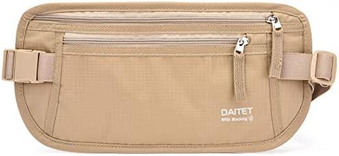 DAITET Money Belt - Passport Holder Secure Hidden Travel Wallet with RFID Blocking, Undercover Fanny Pack (Beige)