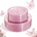 WDF 120pcs Pink Plastic Plates Disposable - Clear Pink Glitter Plates including 60PCS Dinner Plates 10.25inch and 60PCS Salad Plates 7.5inch for Wedding/Baby Shower/Spring/Birthday