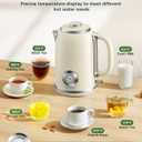 Electric Kettle 1.8L with Temperature Gauge, 1500W Fast Boiling Electric Tea Kettle, 100% Stainless Steel Retro-Style Hot Water Kettle Electric - Glowing LED Light, Auto Shut-Off & Boil-Dry Protection