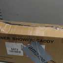 Corner Shower Caddy Tension Pole: Adjustable Rustproof 4-Tier Inside Bathroom Organizer - 47-121 inch Quick Installation Bathtub Shelves for Shampoo Storage - Rod Floor Standing Bath Rack - Black