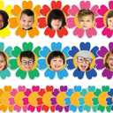 gisgfim 80Pcs Colorful Flower Cutouts Spring Decorations Bulletin Board Floral Paper Cut-Outs Classroom Decor for Back to School Boy Girl DIY Craft Photo Wall Kindergarten Preschool Party Favor Supply