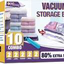 HIBAG Vacuum Storage Bags, 10-Pack Vacuum Seal Bags for Clothing Clothes, Space Saver Bags (2 Jumbo, 2 Large, 2 Medium, 2 Small, 2 Roll-up) with Pump (10-Combo)