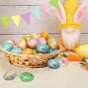100 Pcs Sparkling Foam Easter Eggs 1.8 X 2.5cm DIY Fake Egg Artificial Foam Bird Eggs Garden Bird Nest Decor Easter Party Decorations Home Decor