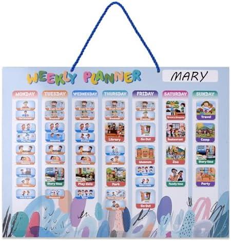 POZTIVE Kids Calendar - Durable Magnetic Surface Montessori Kids Calendar - Kids Weekly Calendar with 226 Magnets - Perfect for Kids Enhances Visual Learning and Improve Communication