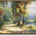 ARPEOTCY Large Landscape Wall Art,Nature Birch Tree Path Painting 20×40 in