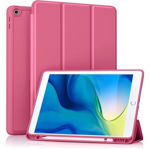Akkerds Case Compatible with iPad 10.2 Inch 2021/2020/2019, for iPad 9th/8th/7th Generation Case with Pencil Holder, Protective with Soft TPU Back, Auto Sleep/Wake Cover, Watermelon