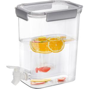 Elsjoy Plastic Drink Dispenser with Spigot, 1.2 Gallon Beverage Dispenser Cold Drink Container for Iced Tea, Lemonade, Fridge, Bar, Party, Lock Lid