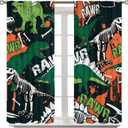 Dinosaur Skeletoncurtains for Boys Room, Vintage Grunge Cartoon Fierce Tropical Animals Print Window Curtains for Kids Bedroom Livingroom, 42x45in (No Blackout)