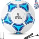STEEFAN Soccer Ball Size 3/4/5 for Kids Outdoor Play,Color Change Soccer Stuff with Carry Net,Official Size Ball,Needles and Air Pump,Gift Idea for Kid Teen Boy Girl Junior and Men Women (Size 5-Blue-Recommend age:8-12+)