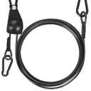 TooTaci 15ft Outdoor Clothesline Kit, 3/16" Black PVC Coated Wire Rope Portable Retractable Clothes Line Kit with Self-Locking Pulley, Screw Hook & Snap Hook for Camping, Backyard, RV, Travel