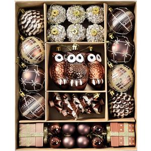 Christmas Ball Ornaments Set, 38ct 2.36 Inches Brown Gold Copper Assorted Xmas Tree Ball Ornaments, Shatterproof Christmas Tree Hanging Ornaments for Xmas Decoration