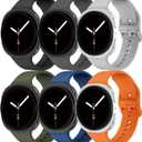 Sport Bands Compatible with Samsung Galaxy Watch 8 Band 40mm 44mm/8 Classic 46mm Women Men,Soft Silicone Replacement Strap Waterproof Wristband for Samsung Galaxy Watch 8 Classic Bands 46 mm,6 Pack