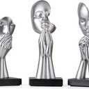 3 Pcs Silver Decor Prayer Statues, Modern Prayer of Peace Figurines Shelf Decor Accents, Abstract Art Sculpture Home Decorations for Living Room Bedroom Office Bookshelf Coffee Table, Gifts for Women
