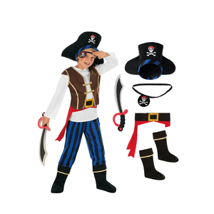 Morph Pirate Costume For Kids - Boys Pirate Outfit - Fun Dress Up Costume For Halloween, Parties, Role Play, T2,  blue and brown