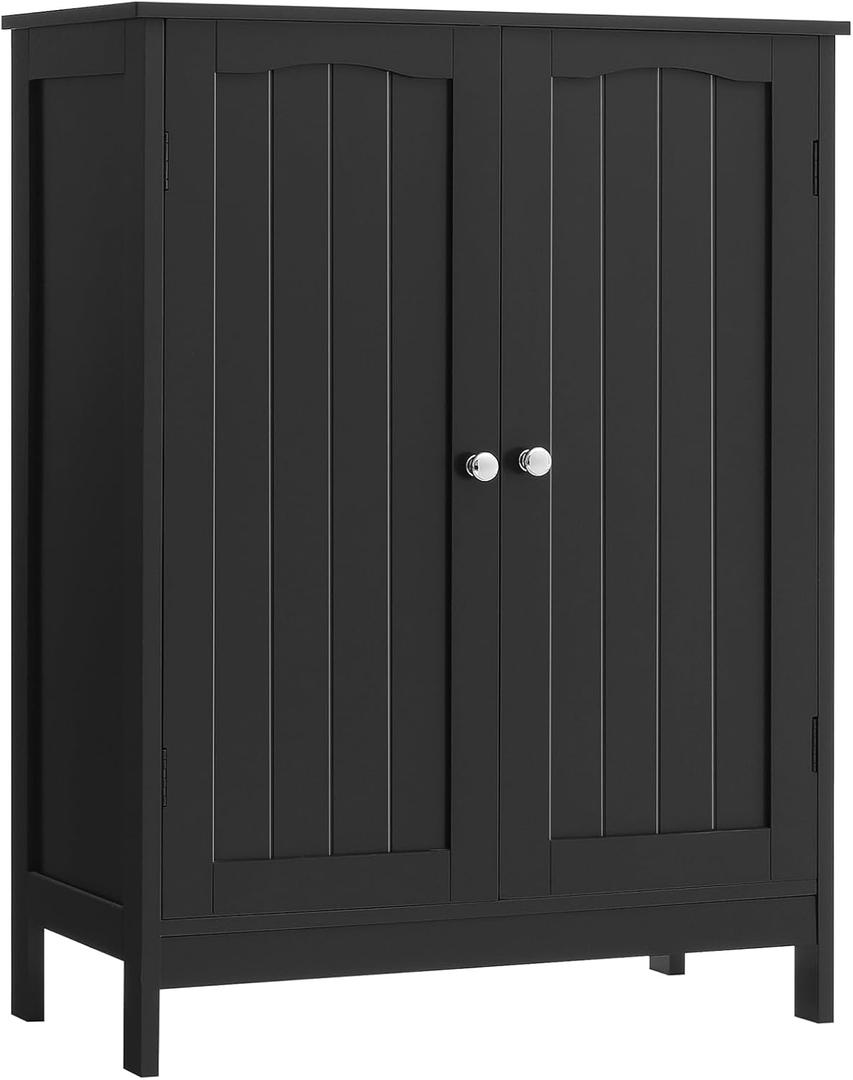 Iwell Bathroom Cabinet, Bathroom Storage Cabinet with 2 Doors, for Living Room, Entryway, Kitchen, Home Office, Black